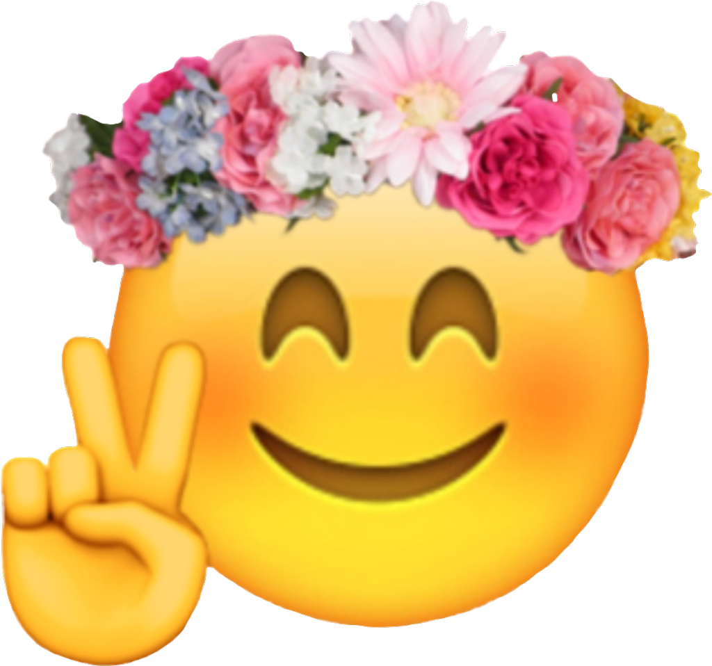 Emoji Sticker - Emoji With Flower Crown (1024x958), Png Download