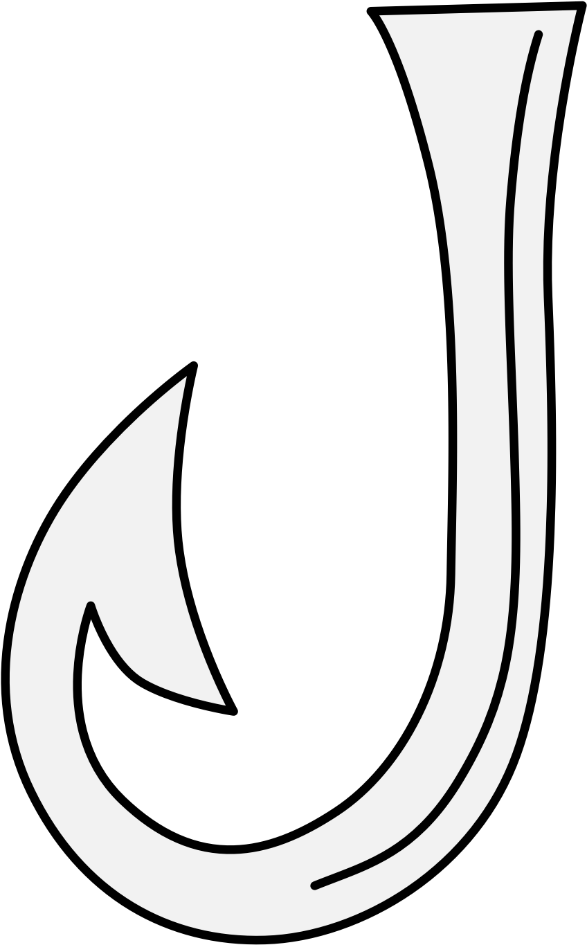 Fishhook - Line Art (881x1368), Png Download