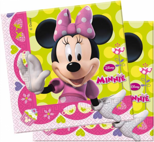 Minnie Mouse Bow Tique Napkins 33cm X 33cm - Decorations Minniie Pour Anniversaire (650x1039), Png Download