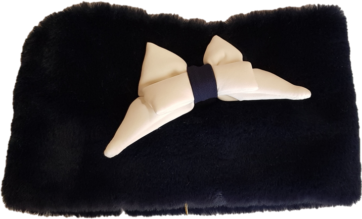W18ch18 Chua Navy Fur Snood With White Bow - Bow Tie (888x619), Png Download
