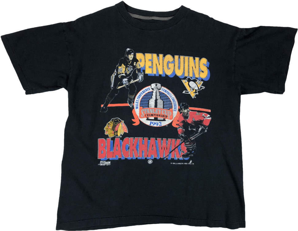 Vintage '92 Penguins Blackhawks Stanley Cup - Luke Cage Run Dmc Shirt (1024x799), Png Download