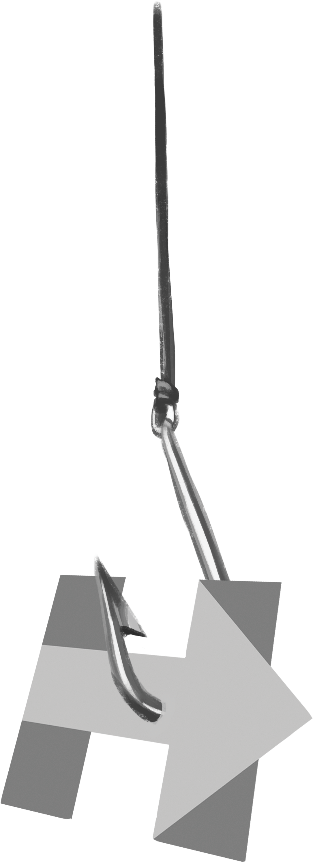 Fish Hook With H - Snow Shovel (1455x3178), Png Download