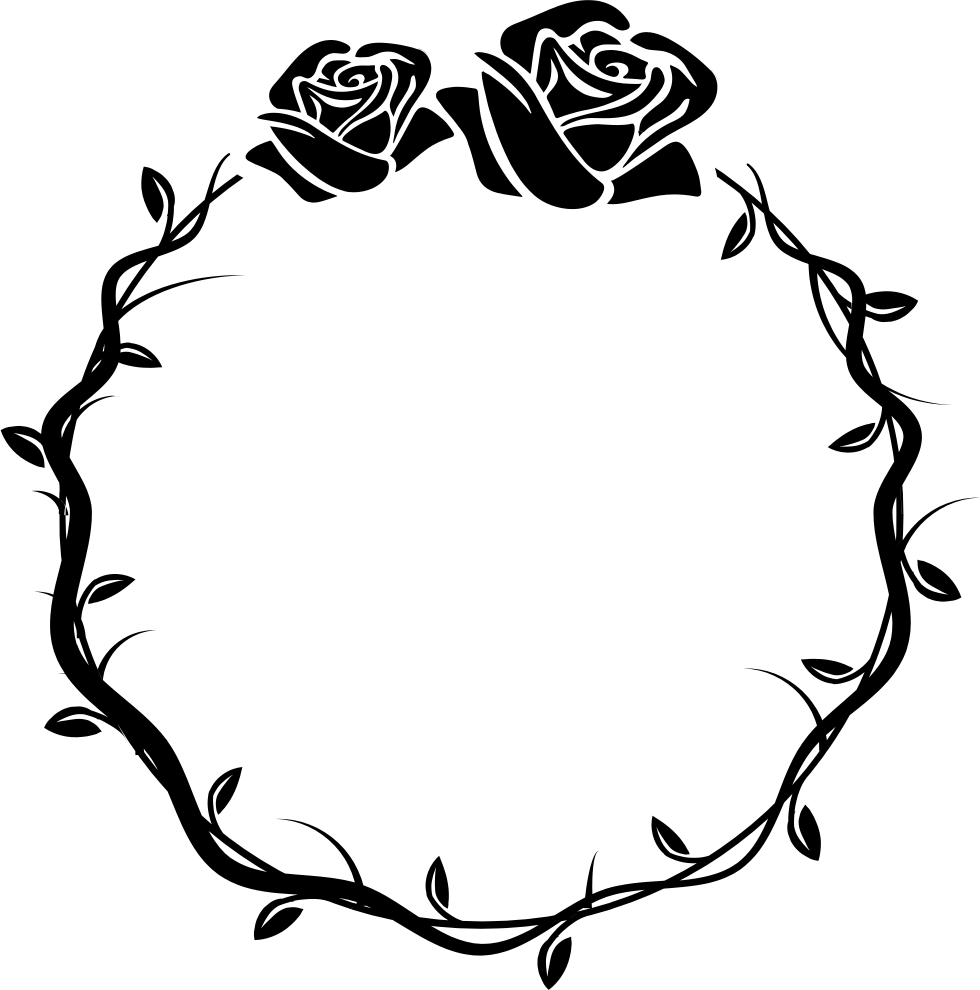 Flower Circle Svg - Black And White Rose Buds Png (980x990), Png Download