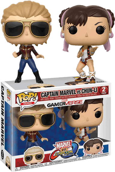 Marvel Vs Capcom - Captain Marvel Vs Chun Li Pop (600x600), Png Download