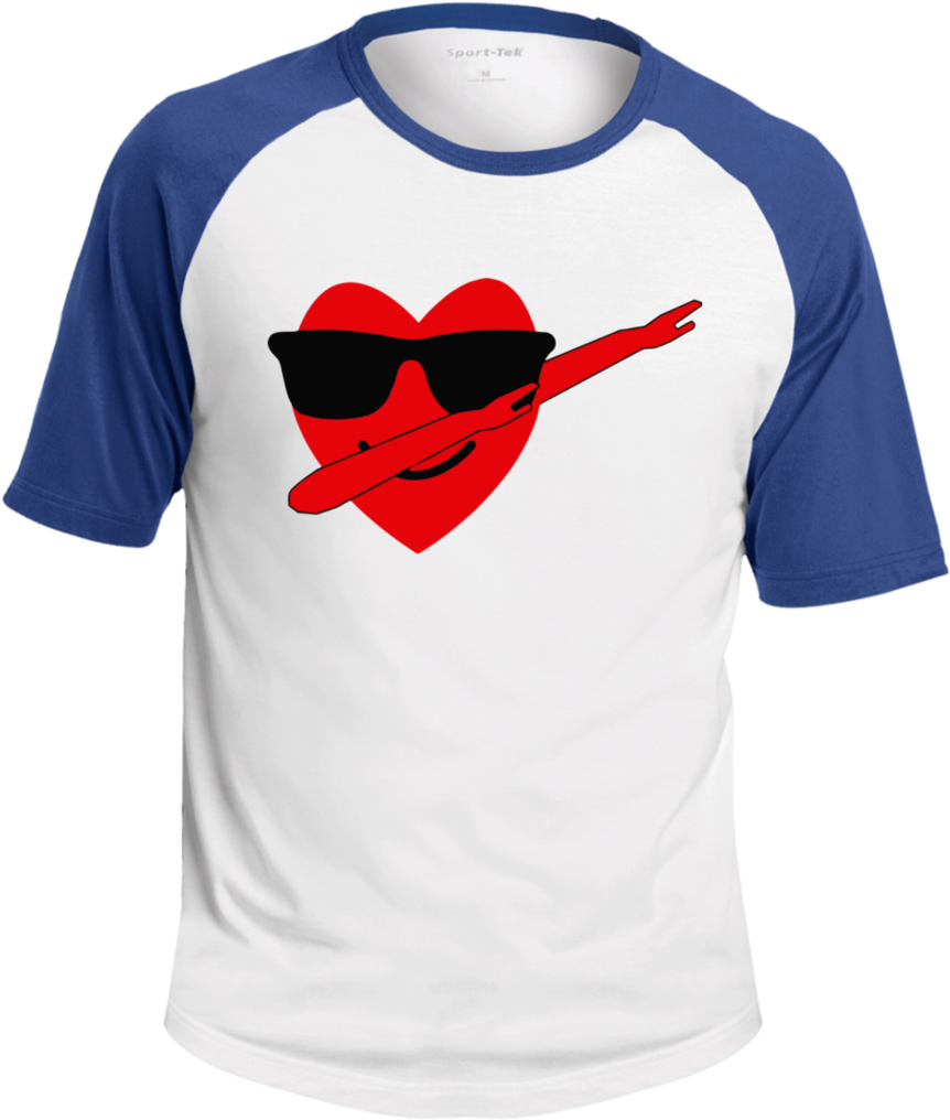 Heart Emoji Dabbing For Valentine's Day Raglan - T-shirt (1024x1024), Png Download