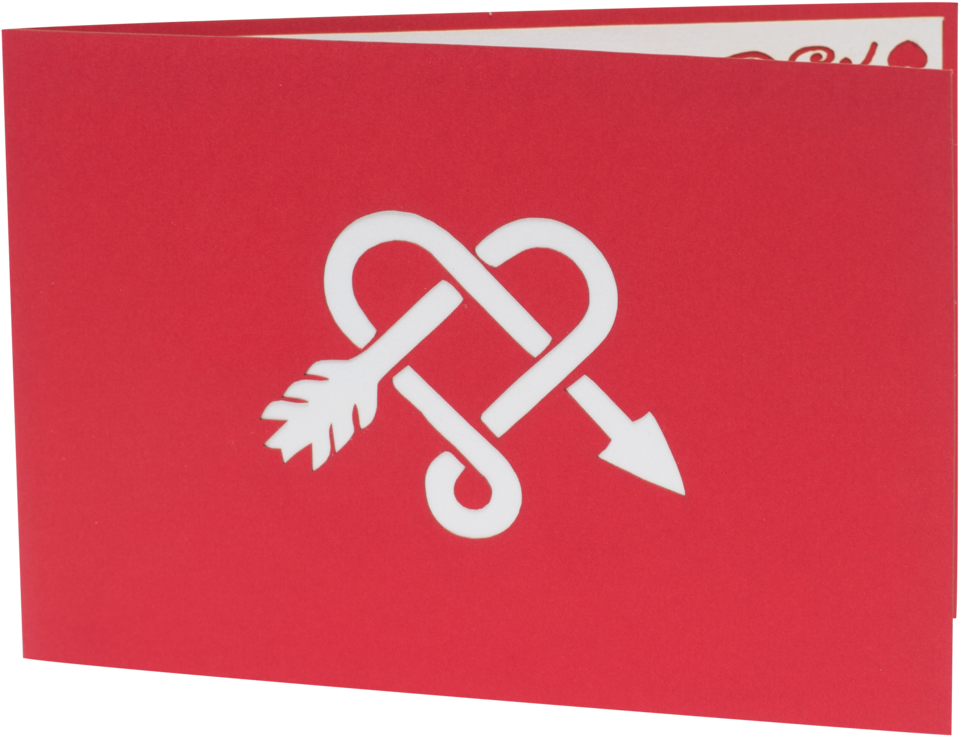 Red Heart Valentines Day Pop Up Card (2048x1365), Png Download
