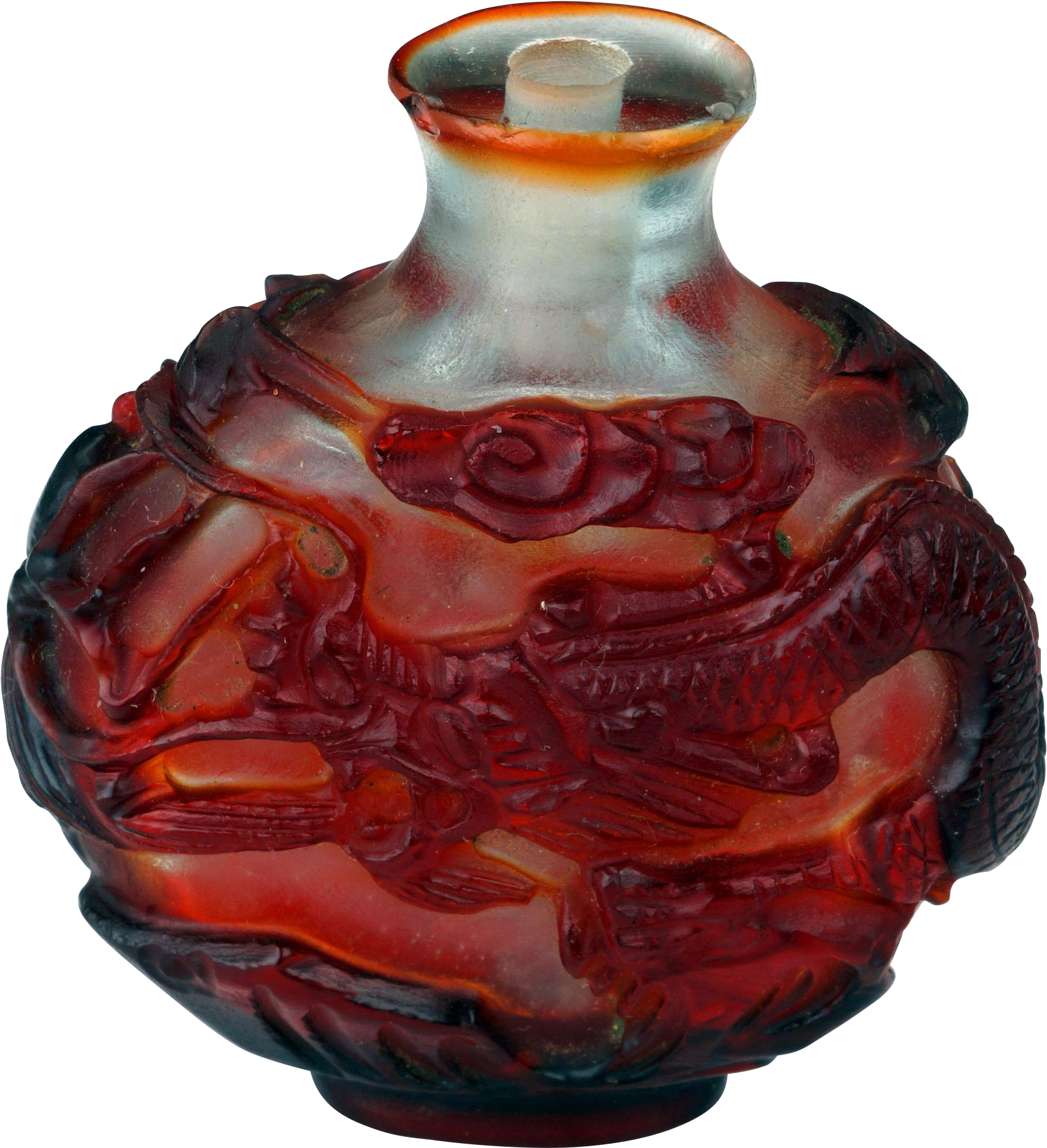 Chinese Red Dragon Glass Snuff Bottle Circa - Vase (1865x1865), Png Download