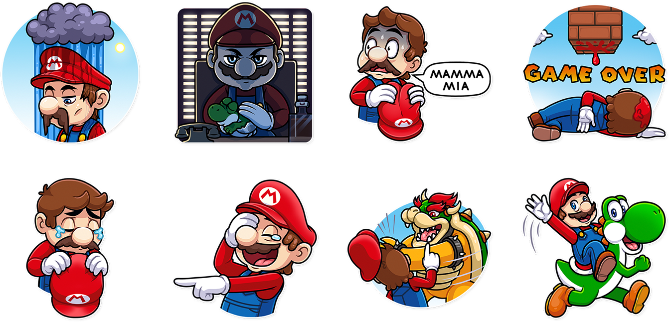 Add The Stickers On Telegram - Super Mario Telegram Stickers (1400x700), Png Download