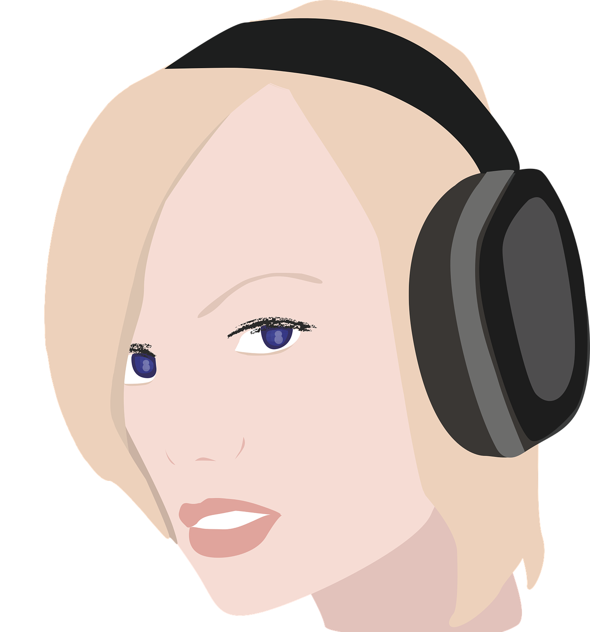 Girl Lady Headphones - Girl With Headphone Png Vector (1195x1280), Png Download