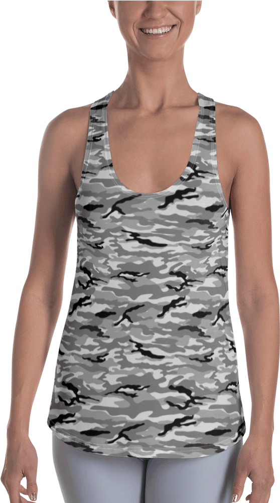 North Halsey White Camo Racerback Tank - Sleeveless Shirt (1000x1000), Png Download