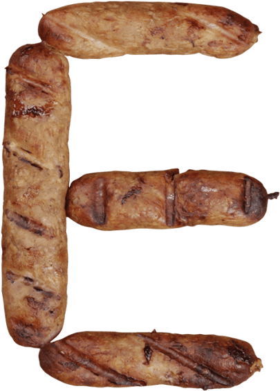 Sausages Font - Letters Made Out Of Sausages (595x595), Png Download