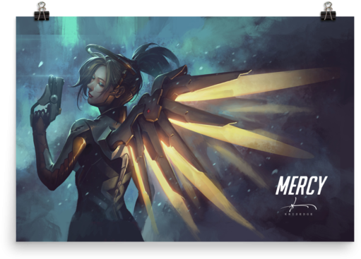 Poster Overwatch Mercy Hero Never Die - Overwatch Hd Wallpaper For Pc (570x600), Png Download
