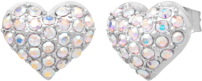 Earring Heart Pave Aurora Borealis - Earrings (800x800), Png Download