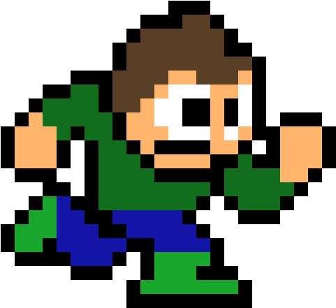 Run Run Greenman - 8 Bit Character Running (560x600), Png Download