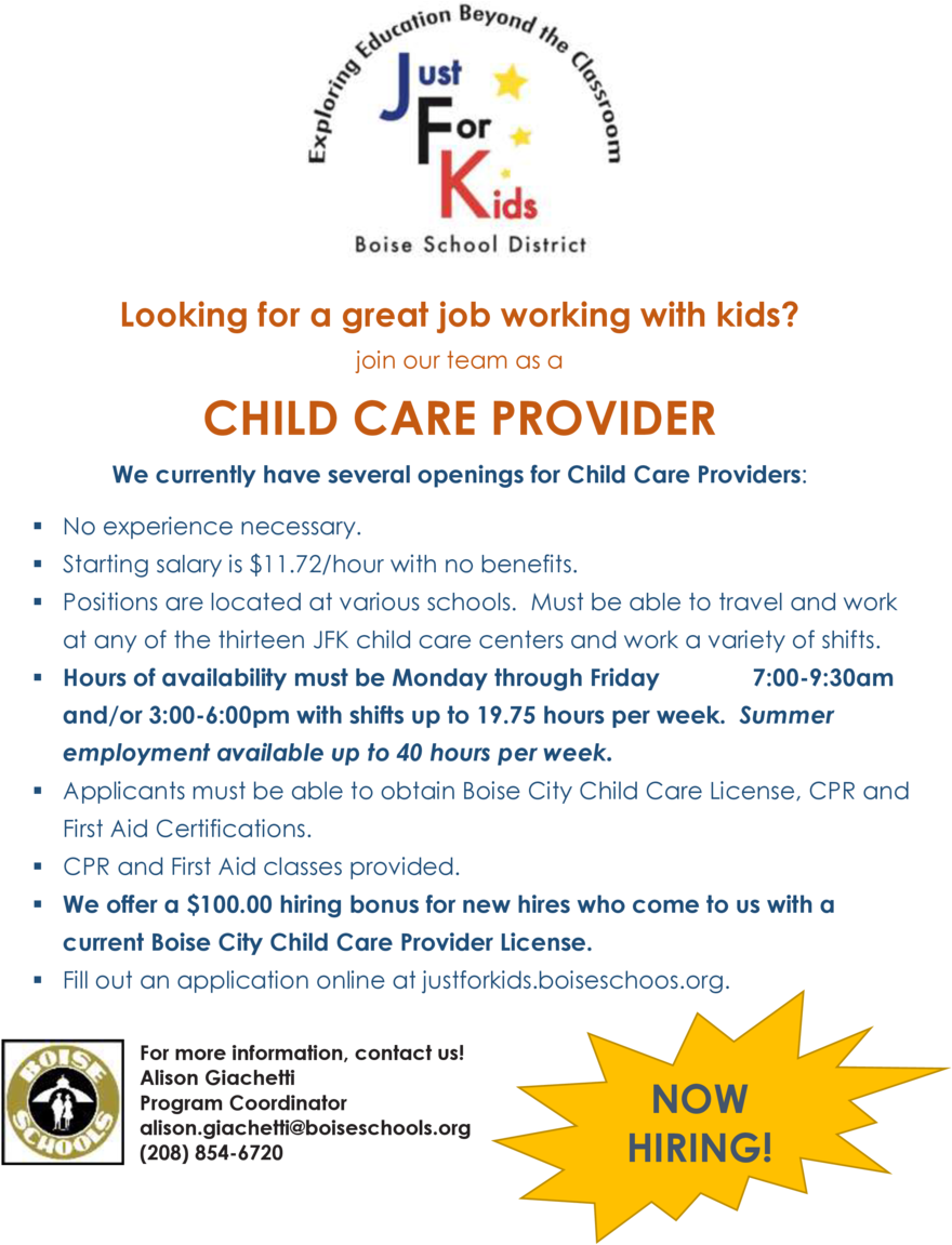 Looking For A Great Job Working With Kids Join Our - Boise School District (960x1242), Png Download