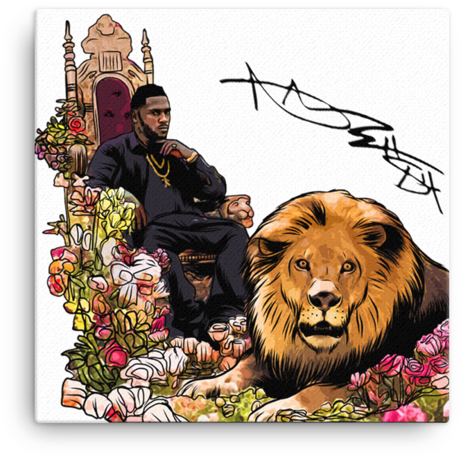 Antonio Brown Kings Throne Signature Art Canvas - Masai Lion (1000x1000), Png Download