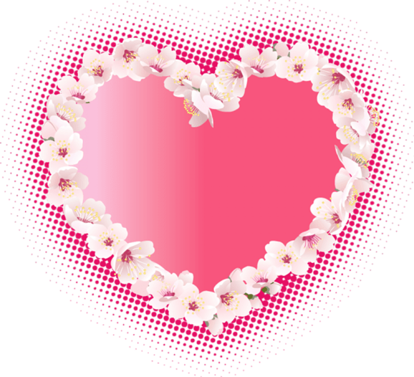Free Png Pink Heart With Flowers Png - Hearts And Flowers Png (850x773), Png Download