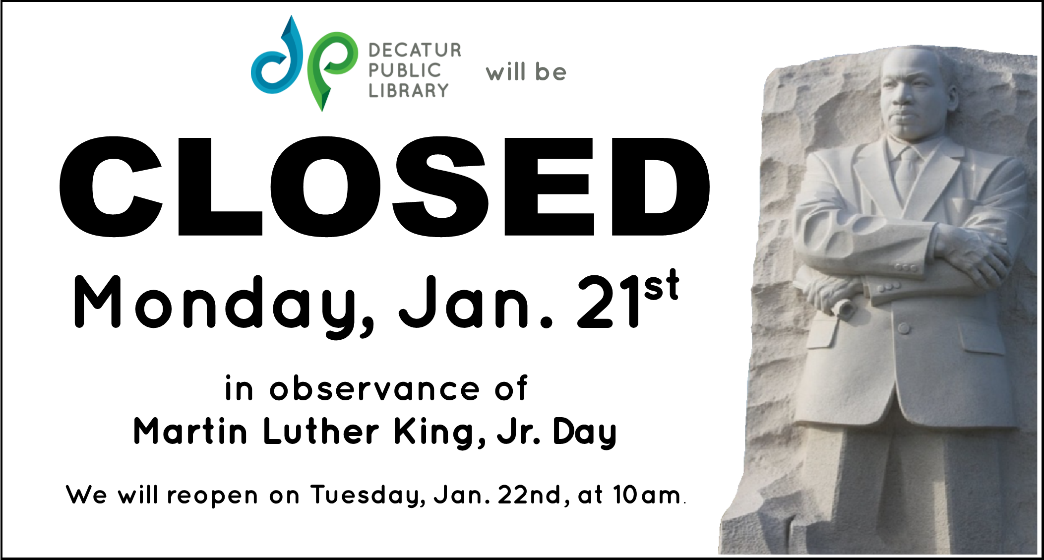 Slider Closed-mlk Day - Martin Luther King, Jr. Memorial (2105x1129), Png Download