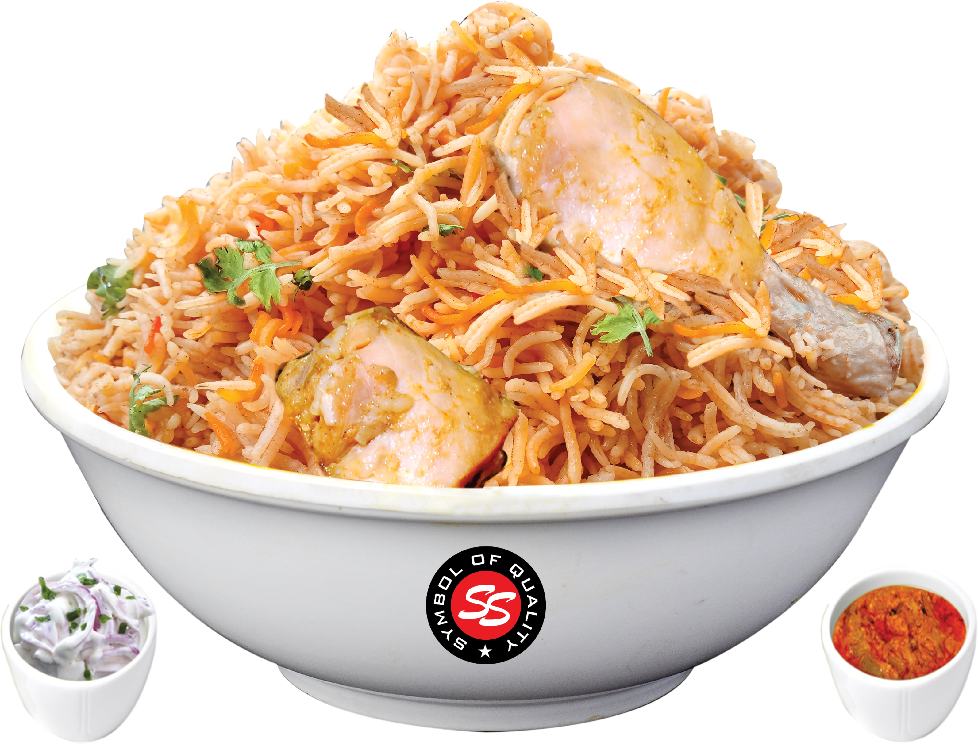 Welcome To Ss Hyderabad Biryani - Plate Chiken Biryani Png (3188x2426), Png Download