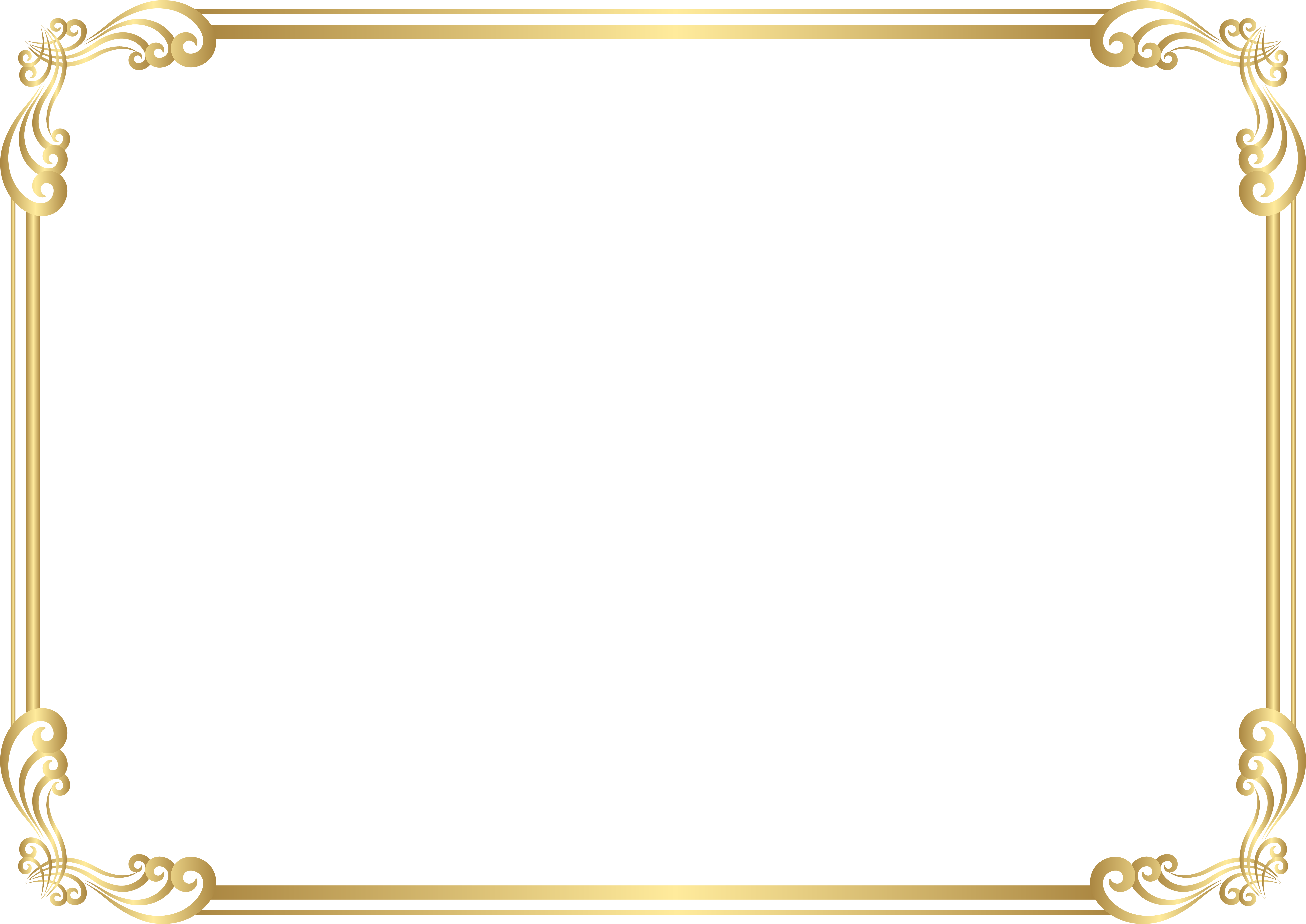 Frame Border Clip Art Png Image - Transparent Gold Border Frame Png (8000x5658), Png Download
