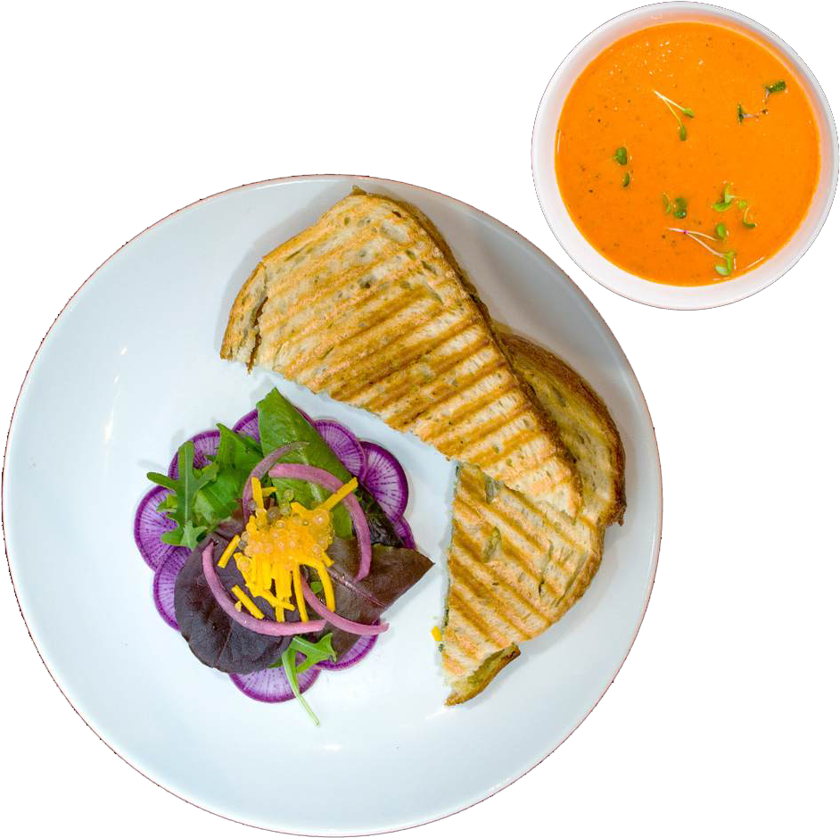 Pesto Grilled Cheese - Tomato Soup (960x960), Png Download