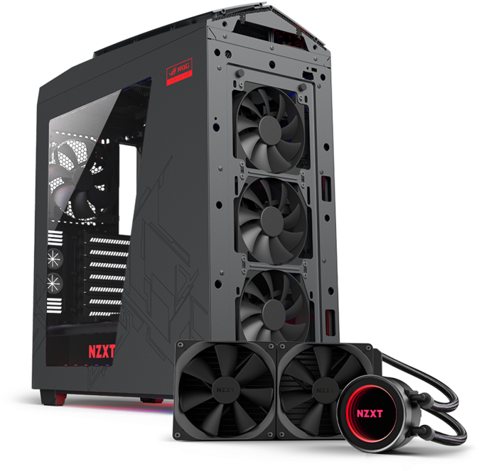 Nzxt Noctis 450-rog Edition - Kraken X62 (700x700), Png Download