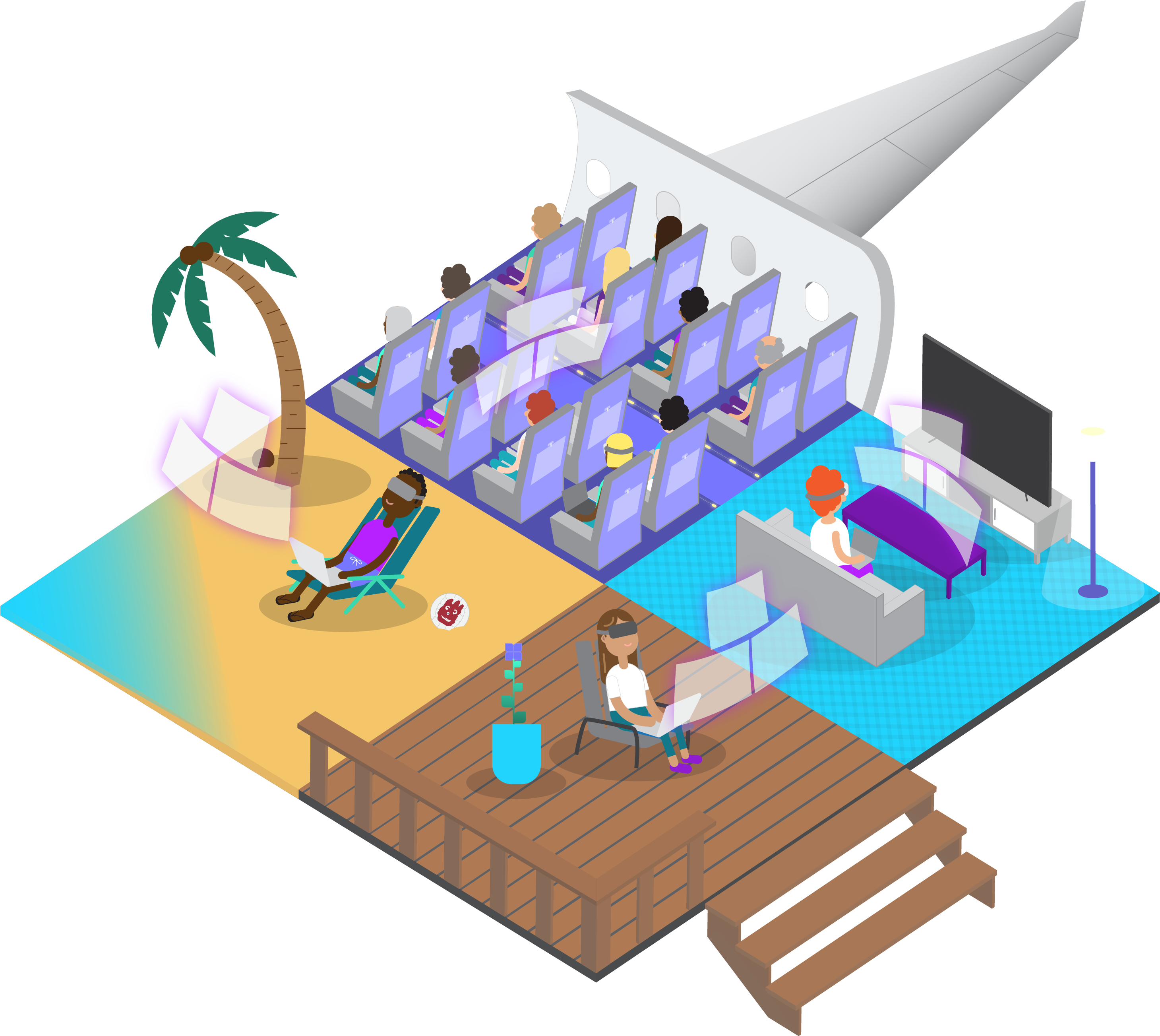 Do More With A Vr Workspace - Illustration (3010x2659), Png Download