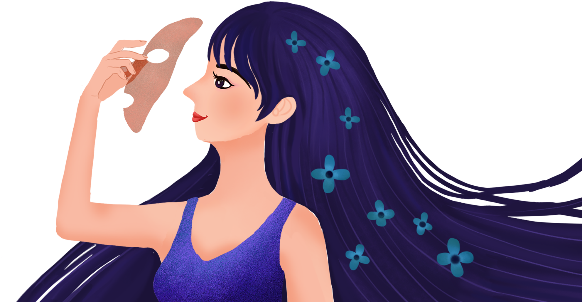 Hand Painted Beautiful Dreamy Girly Png And Psd - Girl (2000x2000), Png Download