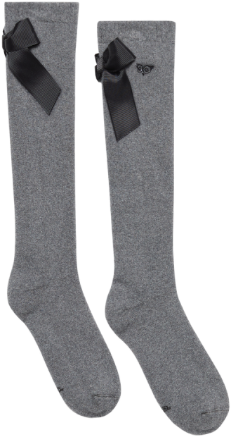Dark Melange Socks With A Black Bow - Sock (640x640), Png Download