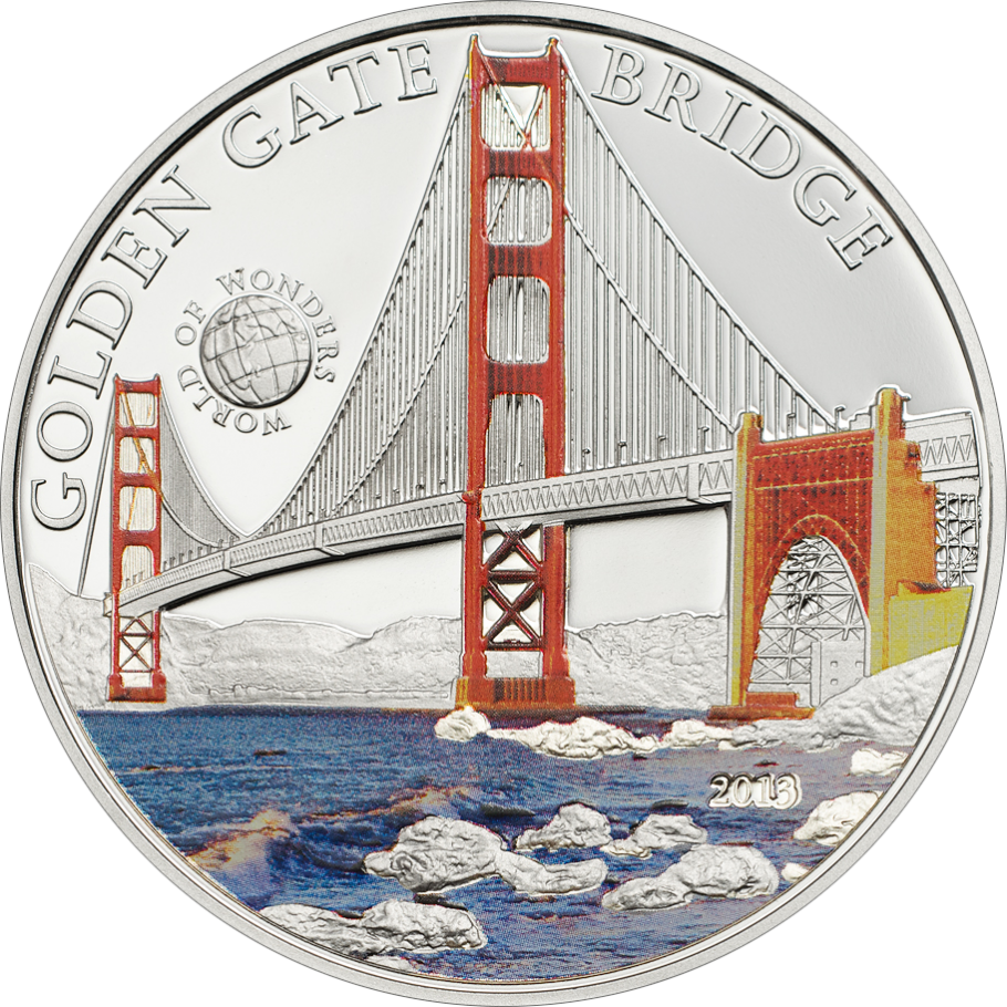 Golden Gate Bridge - Wondersoftheworld Coins Petra (910x910), Png Download
