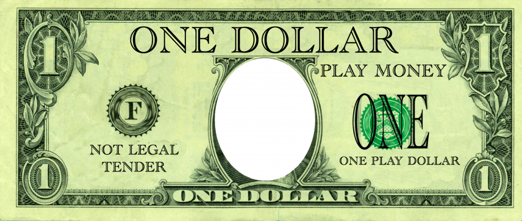 Fake Money Antique Currency Dollar Bills Digital Download - Dollar Bill Template Png (1024x434), Png Download
