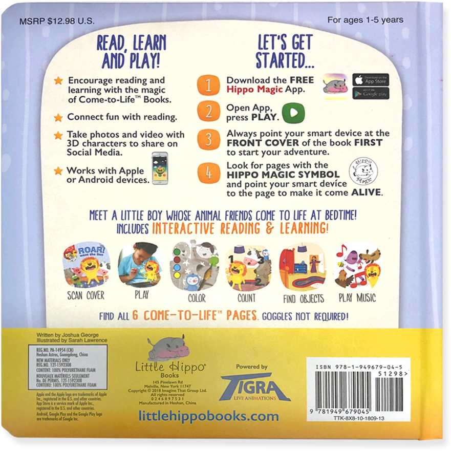 Little Hippo Come To Life Augmented Reality Children's - Ink (1024x1024), Png Download
