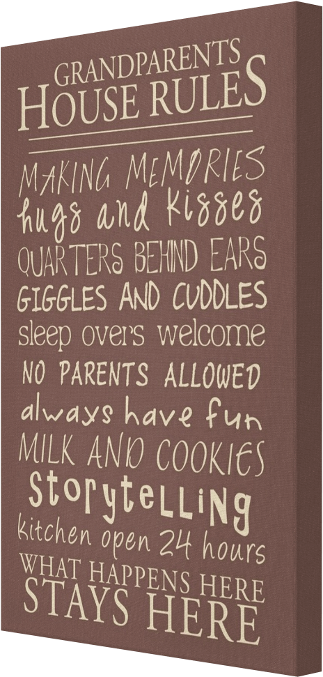 Grandparents House Rules Canvas - Commemorative Plaque (555x1020), Png Download