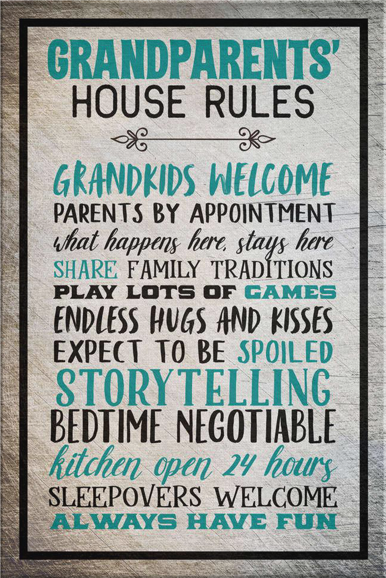 "grandparent's House Rules" Premium Canvas - Poster (2000x2000), Png Download