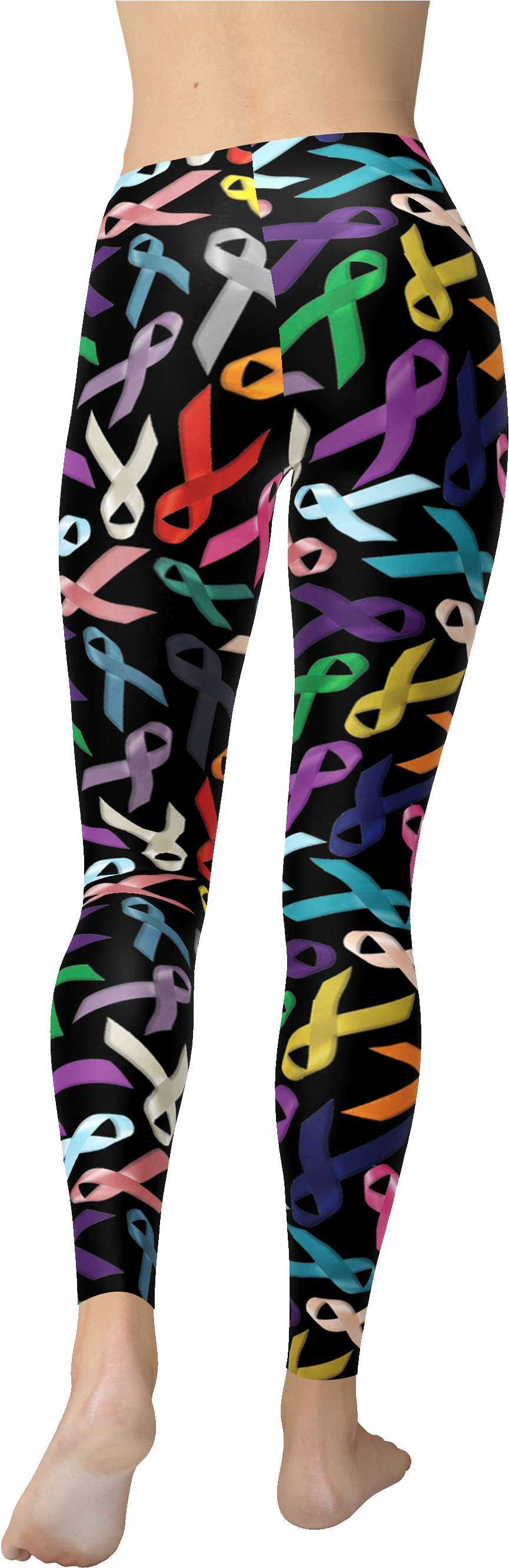 Cancer Ribbons Black Leggings - Tights (2300x2760), Png Download