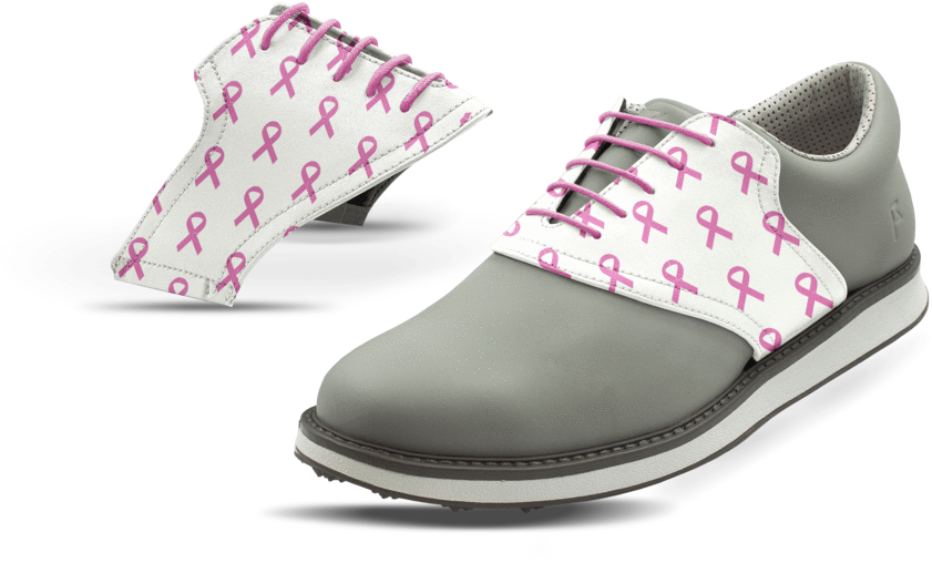 Men's Breast Cancer Pink Ribbons On White Saddles & - Slip-on Shoe (1024x683), Png Download