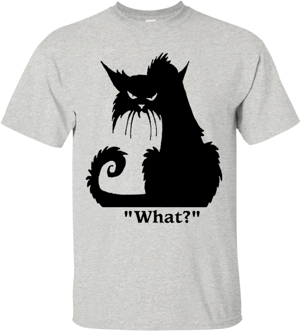 Angry Black Cat What T Shirt Hoodie Sweater Men - Black Cat Shirt (1155x1155), Png Download