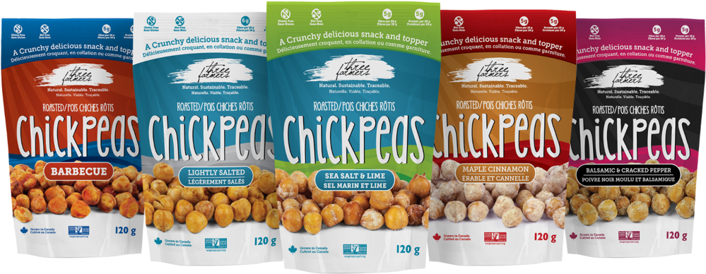 Chickpea Lineup New - Three Farmers Roasted Chickpeas (1000x450), Png Download