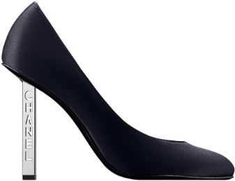 Chanel Satin Pump With Perforated Metallic Heel - Zara Black High Heels Shoes (660x843), Png Download