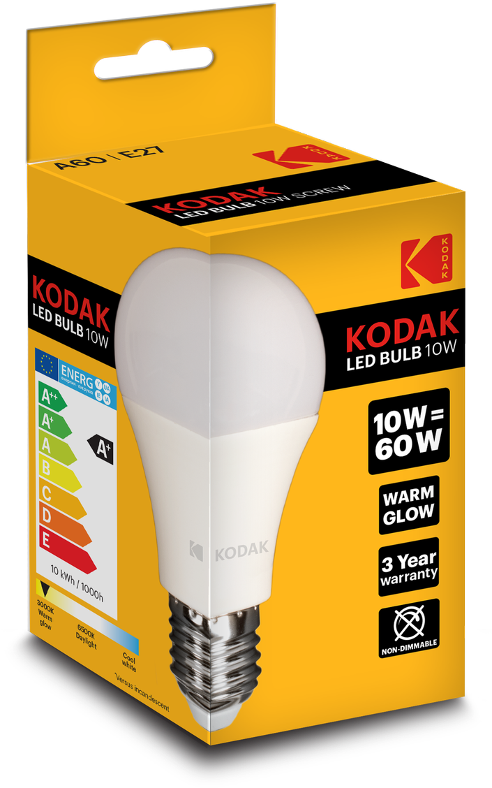 Led A60 E27 806lm Warm 10w/60w - Kodak Led Bulb 3w (738x1280), Png Download