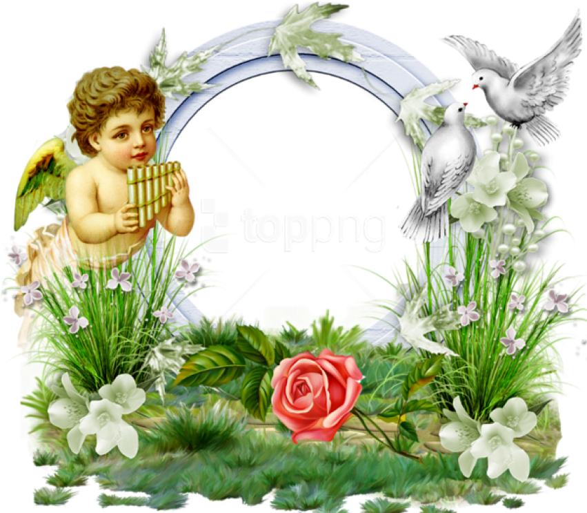 Free Png Transparent Photo Frame With Angel And Doves - Png Photo Frame Angel (850x808), Png Download