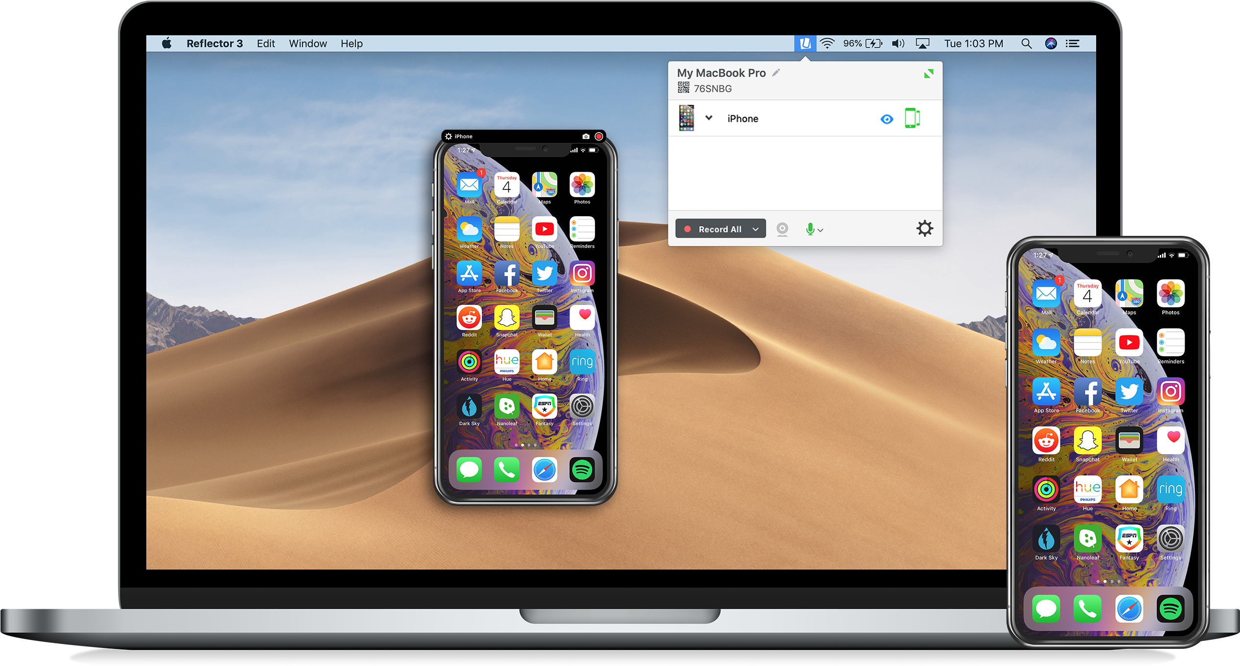Iphone Mirroring To Computer With Reflector - Iphone (2609x1583), Png Download