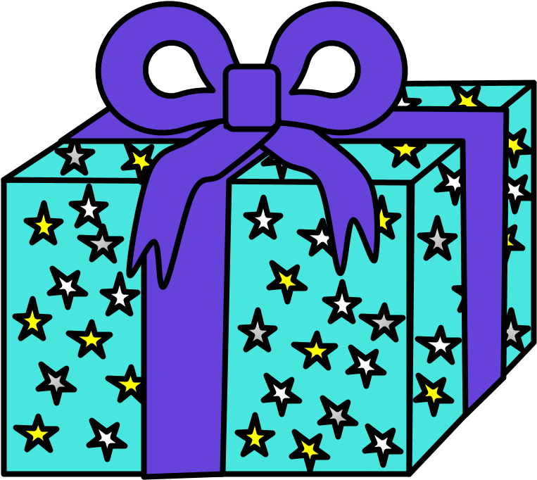 Gift, Blue Wrapping Paper, Purple Ribbon, Stars, Png (816x1056), Png Download