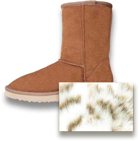 Vegan Uggs Short Boot Chestnut/snow Leopard - Chelsea Boot (609x713), Png Download