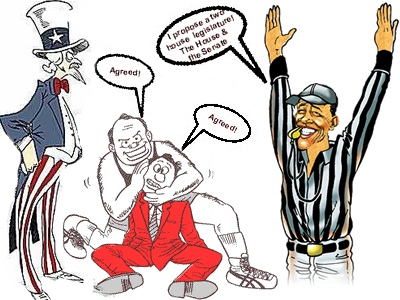 Unclesam Wrestling - Created The Great Compromise (400x300), Png Download