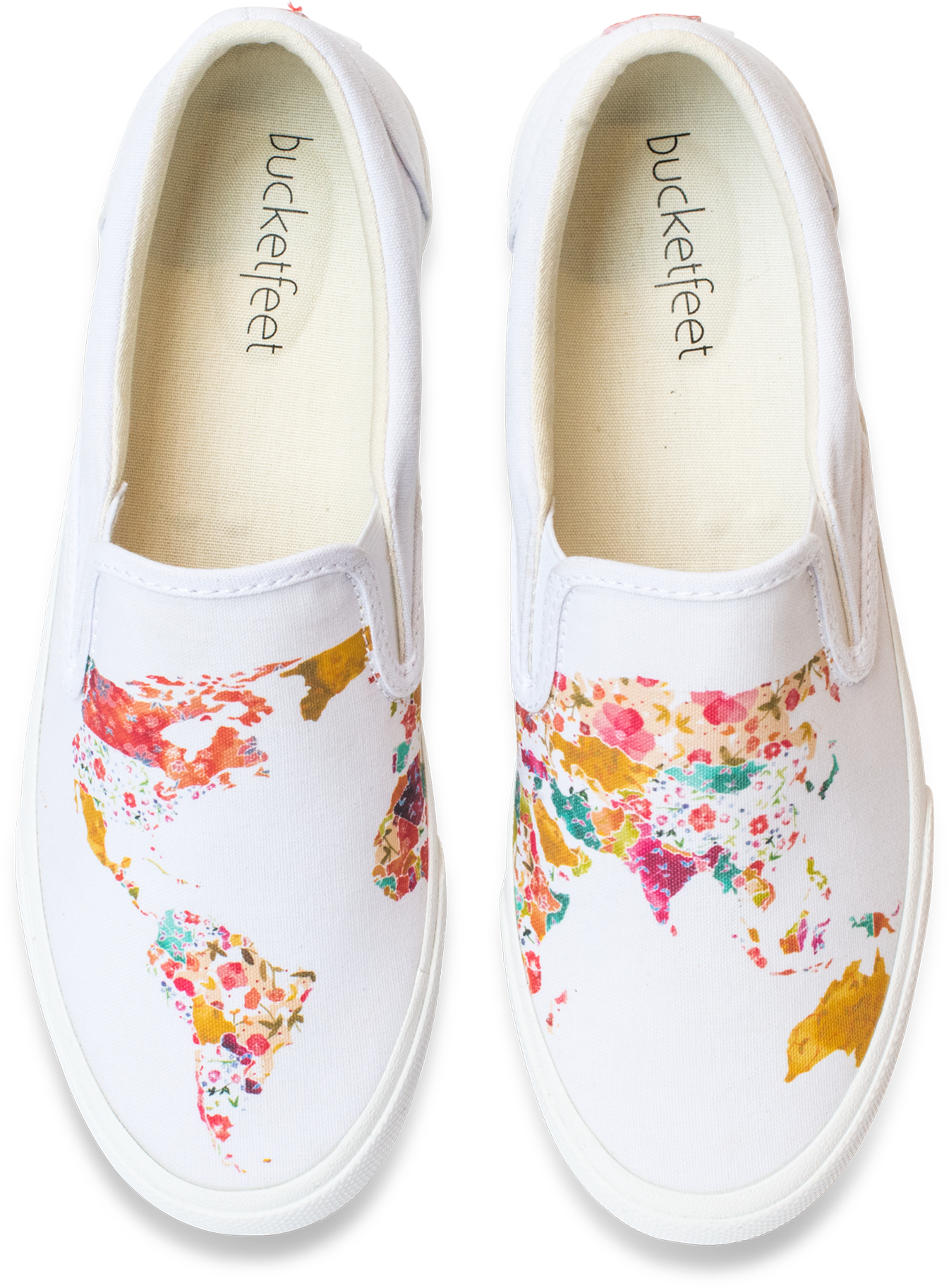 Watercolor Ameets Canvas In These White Slip-ons By - รองเท้า สวย ๆ ผู้หญิง (2048x2048), Png Download