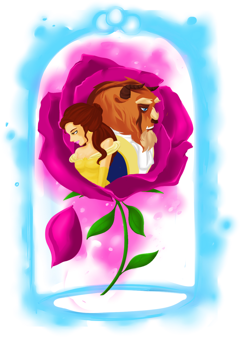 Deviantart - Rose Art Beauty And The Beast (1024x1536), Png Download