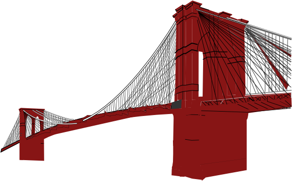 Red Brooklyn Bridge Clip Art At Clker - Brooklyn Bridge Transparent (600x486), Png Download