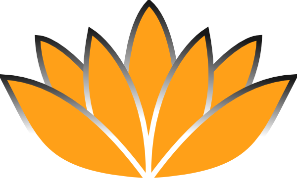 Orange Lotus Flower Silver Trim Clip Art - Orange And Yellow Lotus Flower (600x372), Png Download