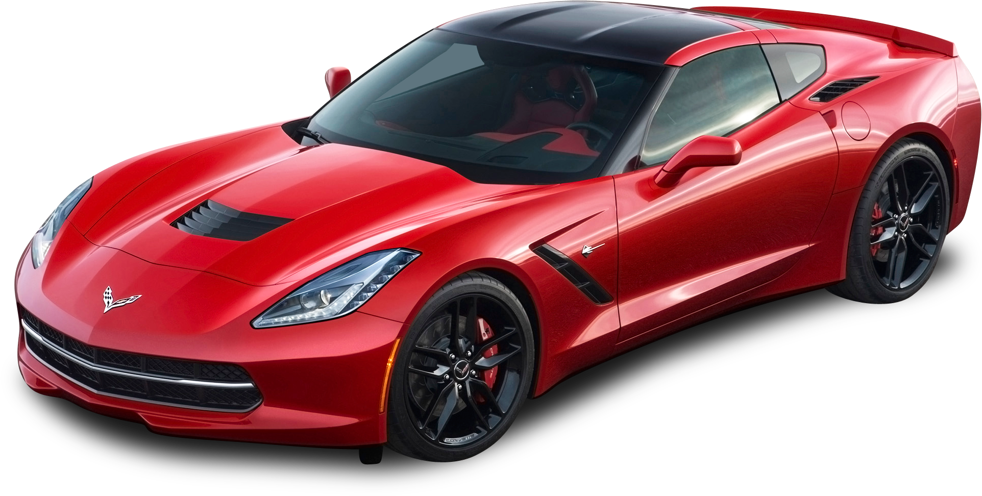 Red Chevrolet Corvette Stingray Top View Car Png Image - Ferrari Car White Background (2044x1088), Png Download